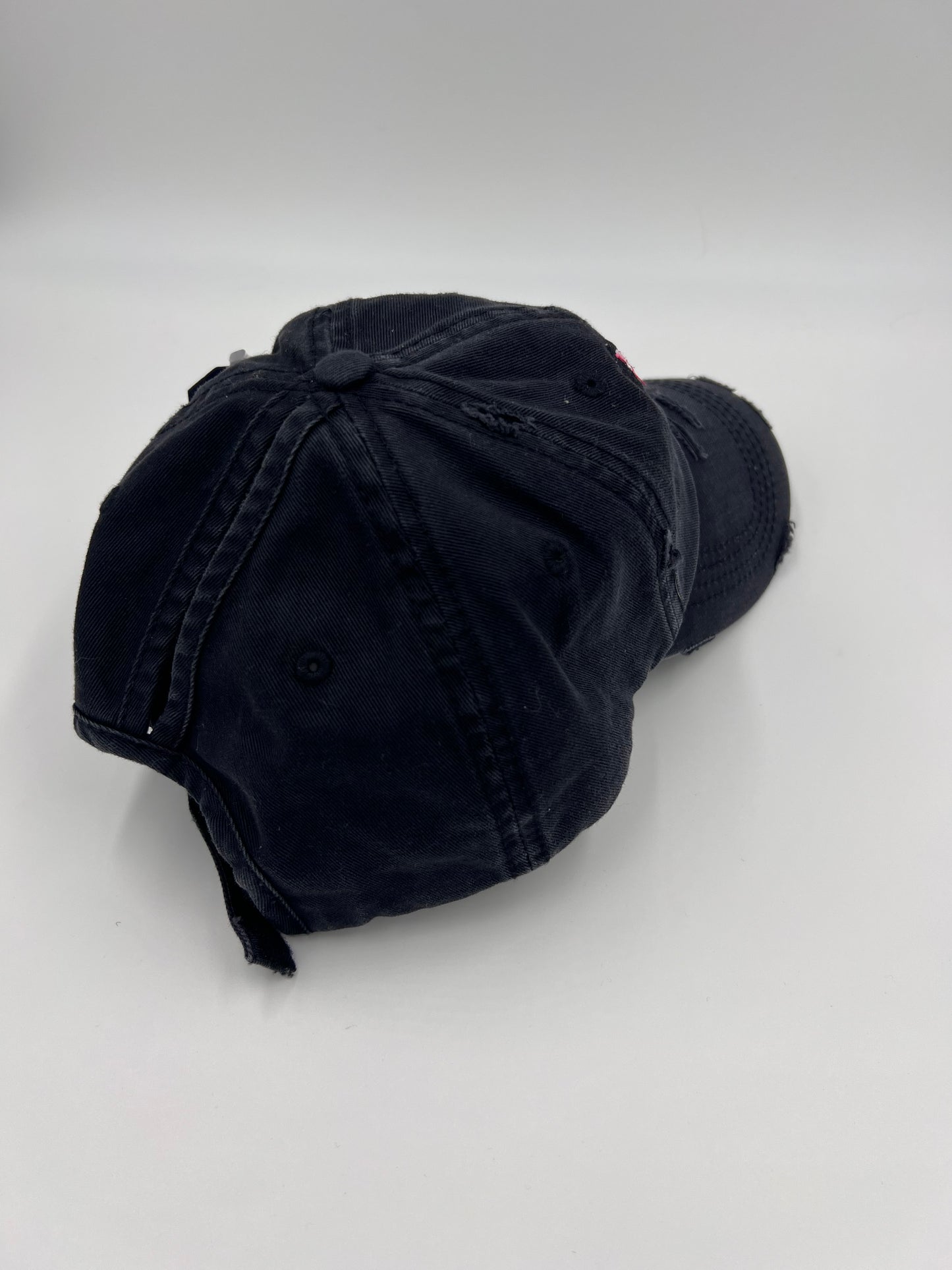 Black cat hat pony tail Velcro back