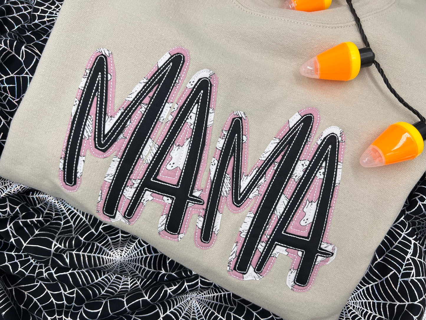 Ghostly MaMa crewneck sweatshirt halloween Applique Embroidered