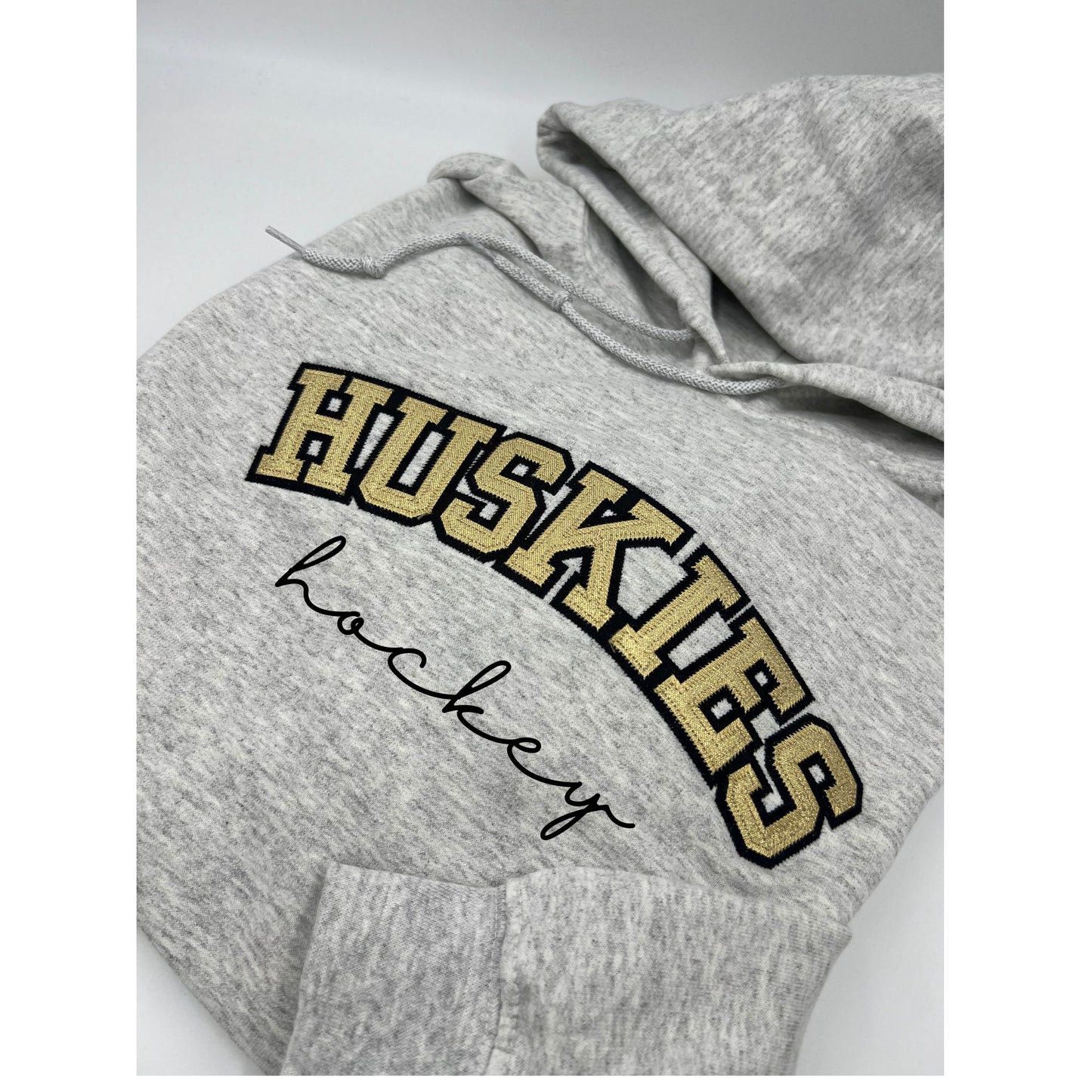 Huskies Hockey Embroidered Metallic TWILL Applique Sweatshirt