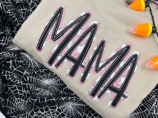 Ghostly MaMa crewneck sweatshirt halloween Applique Embroidered