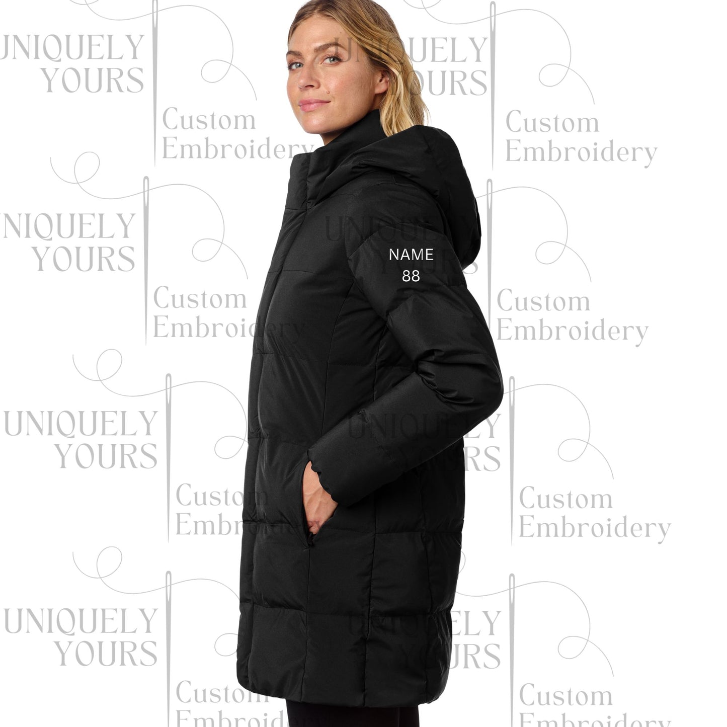 Womens Parka Puffer Swarm Jacket - Embroidered with Name and number included