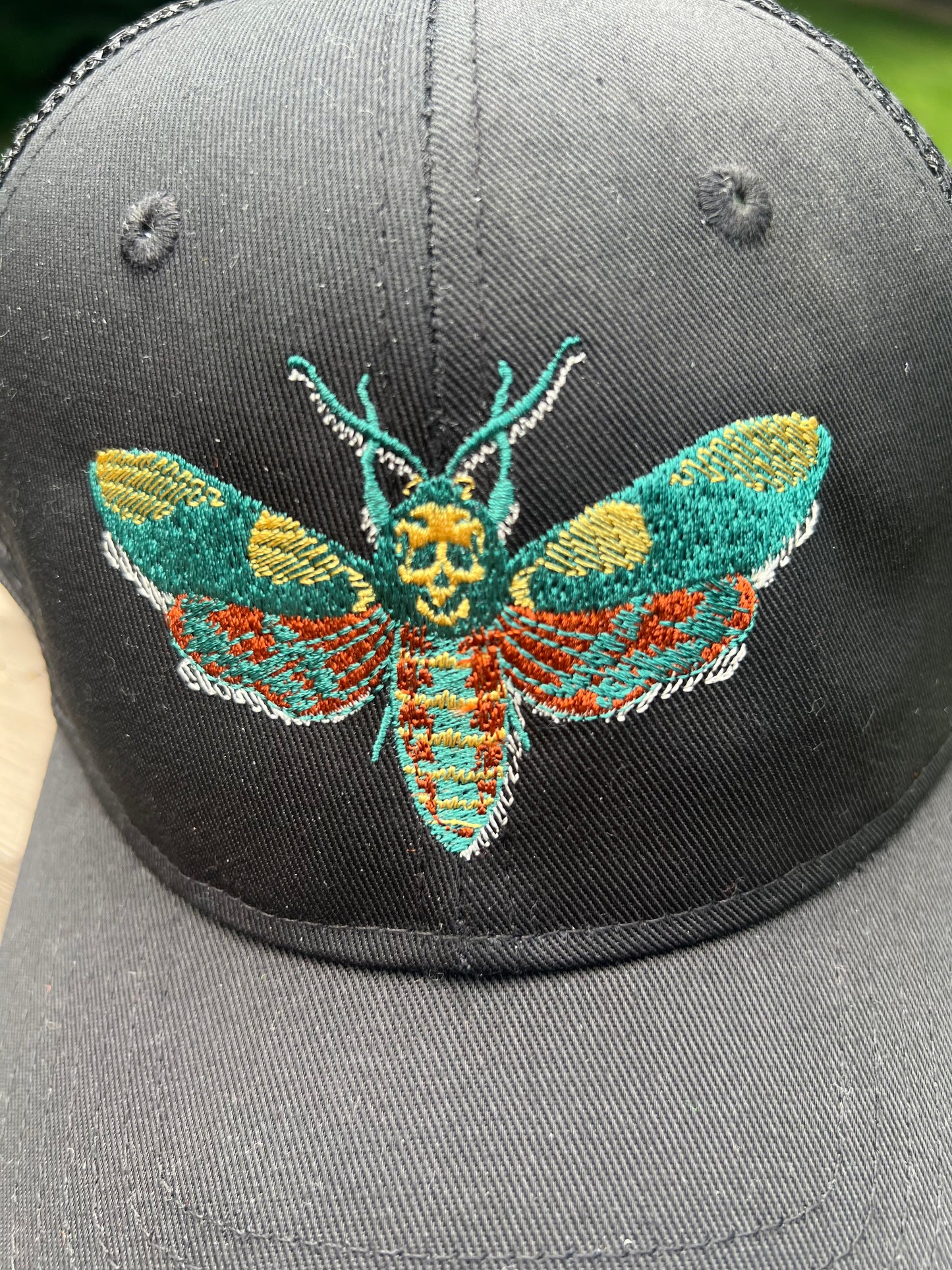 Moth black SnapBack hat skull