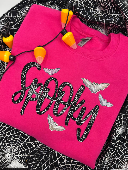 Hot pink spooky crew appliqué Halloween