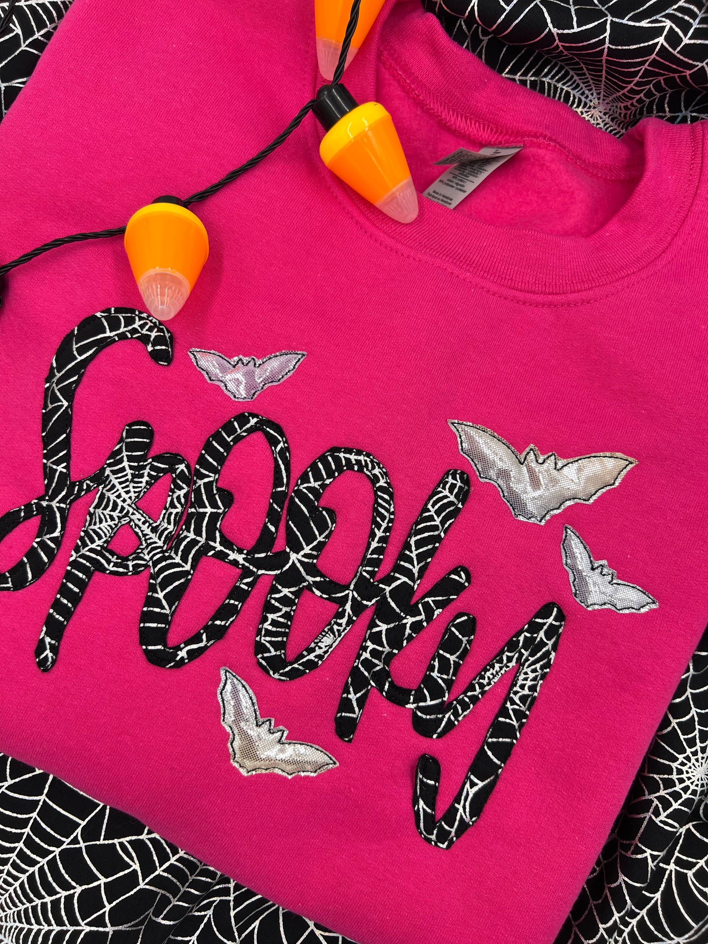 Hot pink spooky crew appliqué Halloween