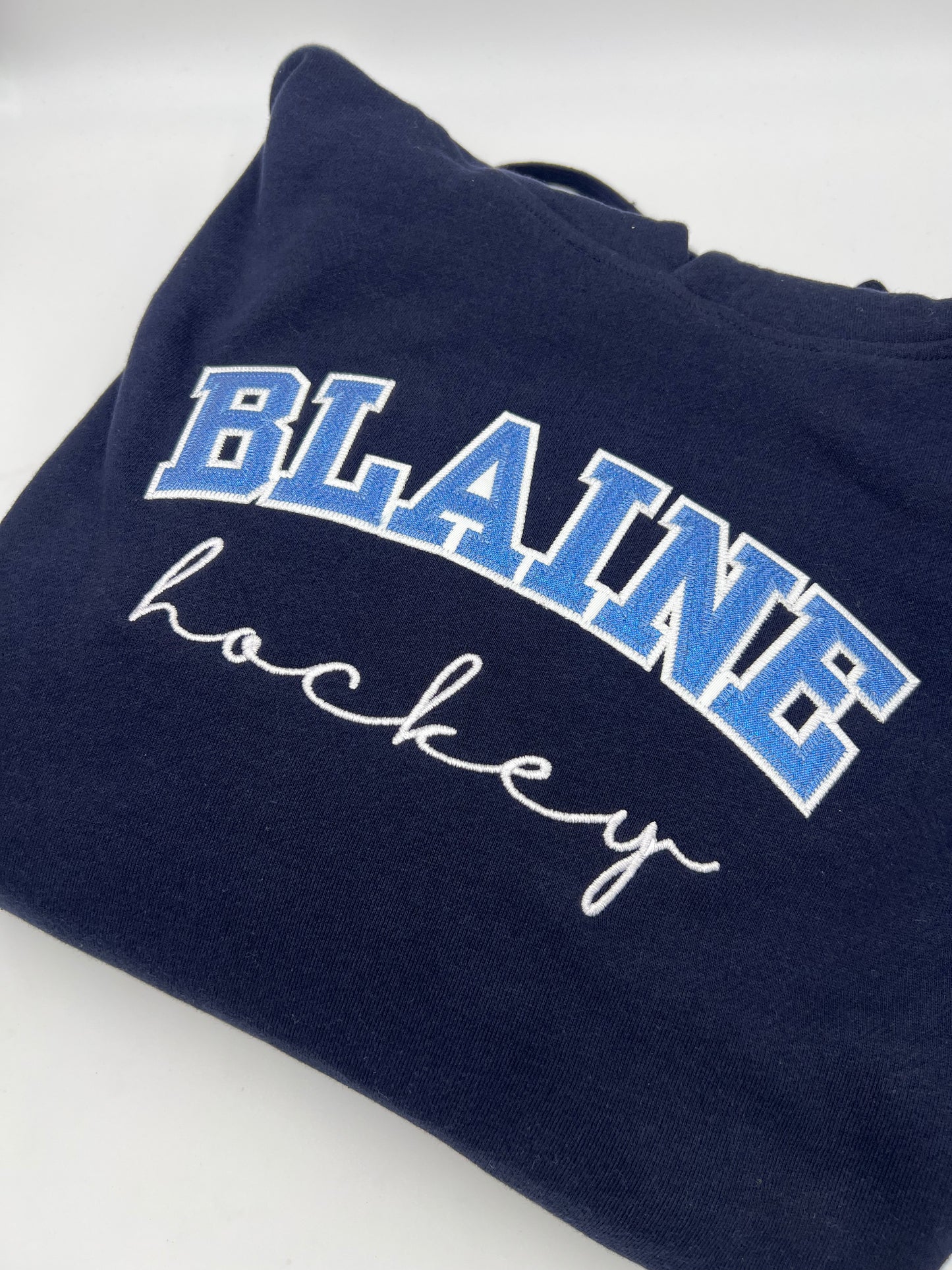 Blaine Hockey Metallic Sparkle Twill embroidered 80/20 Independent Hoodie or Crewneck -  ADULT