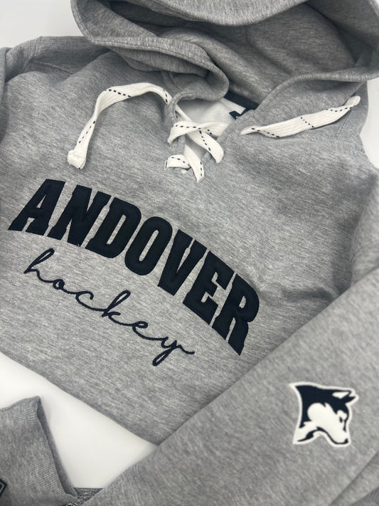 Hockey Andover Hoodie - Adult size Embroidered - Twill - Grey