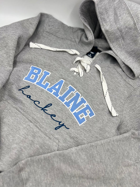 Hockey Blaine Hoodie - Adult size Embroidered - Twill - Grey