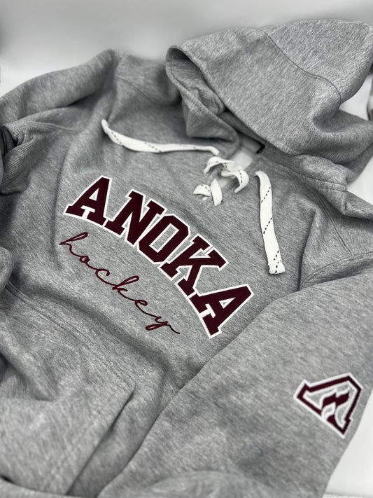 Hockey Anoka Hoodie - Adult size Embroidered - Twill - Grey