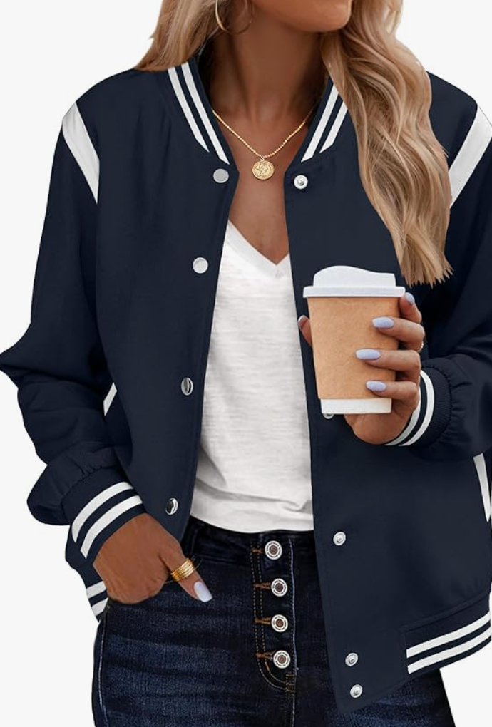 Hometown Hockey - Navy Bomber Jacket - Embroidered with Name & Back Design -